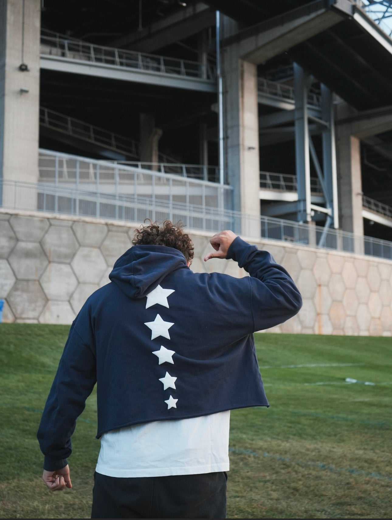 Navy Cropped Hoodies